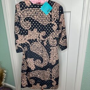 Tracy Negoshian NWT “PAISLEY DOTO” Midi Dress XS celestial